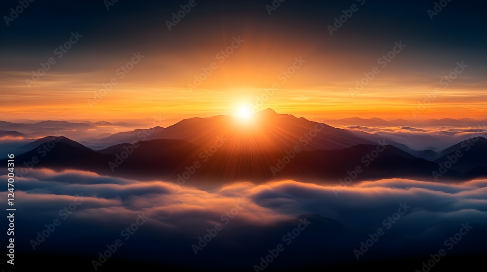 Fototapeta premium Majestic Sunrise Over Misty Mountains