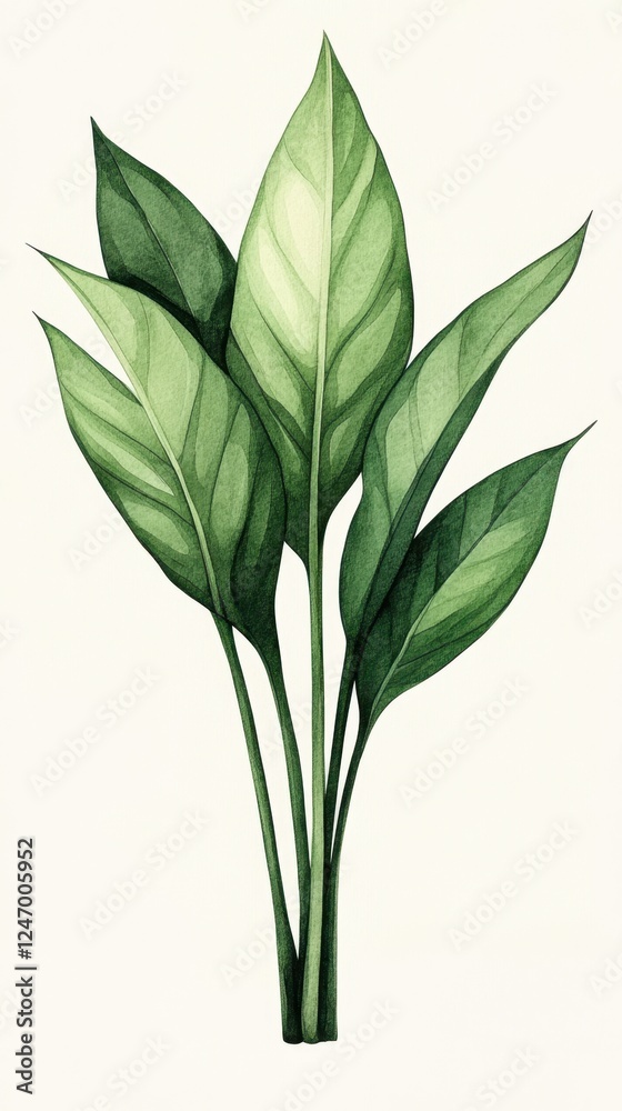Fototapeta premium Green leaves on white background