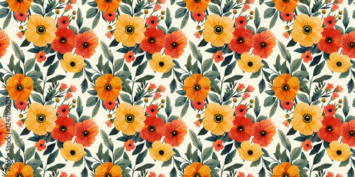 Wallpaper Mural Seamless watercolor floral pattern - green leaves and branches composition on background, perfect for wrappers, wallpapers, postcards, greeting cards, wedding invitations, romantic events Torontodigital.ca