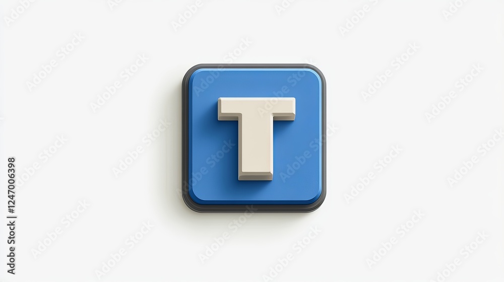 blue rectangular icon with the letter 'T' in white, blue rectangular icon with the letter 'T' in white,