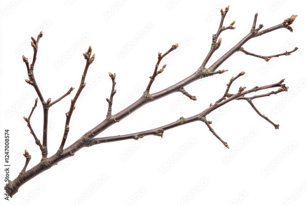 Minimalist Dry Tree Branch on Pure White Background for Minimal Decor and Art Projects Minimalist Dry Tree Branch on Pure White Background for Minimal Decor and Art Projects