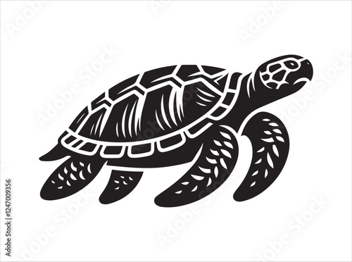 "Sea Turtle Silhouette Vector Illustration for Ocean and Marine Life Designs"
