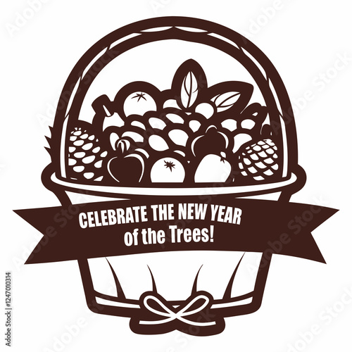 Tu Bishvat fruit basket illustration
