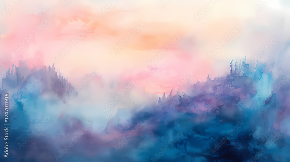 Fototapeta premium Dreamy Pastel Watercolor Texture with Soft Abstract Blending