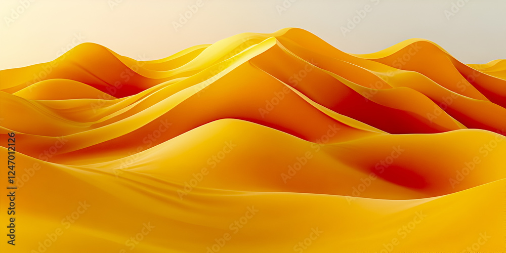 Fototapeta premium Golden sand dunes under warm sky create serene desert landscape