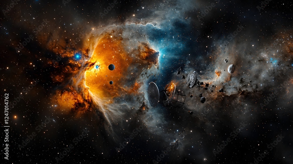 Breathtaking Galactic Nebula with Luminous Stellar Clusters in the Vast Cosmic Expanse A stunning cosmic landscape showcasing the dynamic and nature of the universe Breathtaking Galactic Nebula with Luminous Stellar Clusters in the Vast Cosmic Expanse A stunning cosmic landscape showcasing the dynamic and nature of the universe