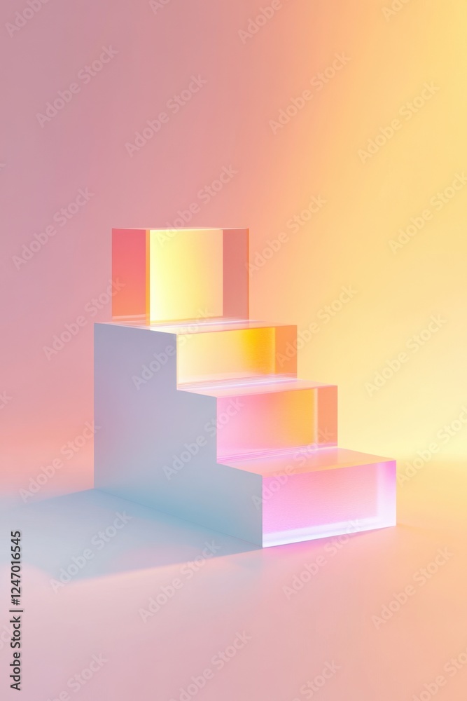 Fototapeta premium Abstract gradient stairs in modern pastel colors