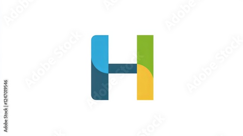 the letter 'H' and an H-shaped symbol, using green, yellow, and blue colors on a white background. Free Download the letter 'H' and an H-shaped symbol, using green, yellow, and blue colors on a white background. - GFXLoad