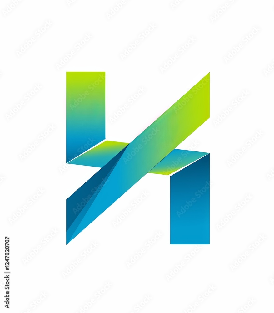 the letter 'H' and an H-shaped symbol, using green, yellow, and blue colors on a white background. the letter 'H' and an H-shaped symbol, using green, yellow, and blue colors on a white background.