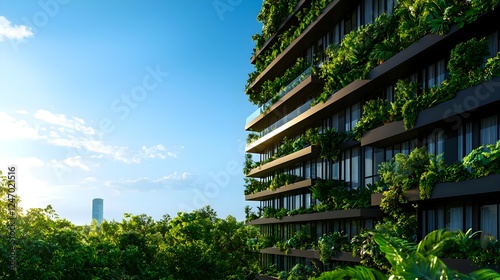 Modern Green Building with Lush Vegetation