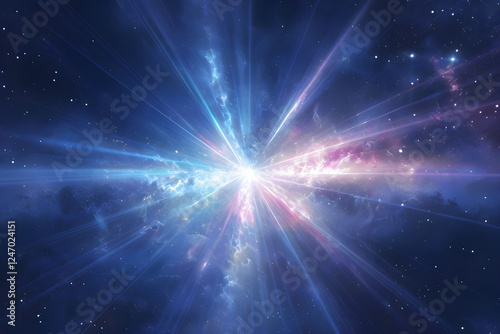 Vibrant Abstract Artwork Featuring Central Radiant Light Source