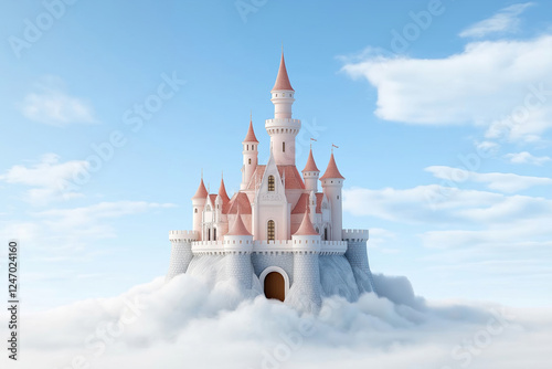 Wallpaper Mural Majestic castle floating among clouds under a clear blue sky Torontodigital.ca