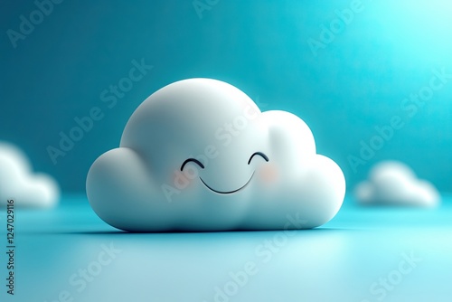 A cute, smiling cloud character with a blue background, oozing cheerfulness and playfulness
