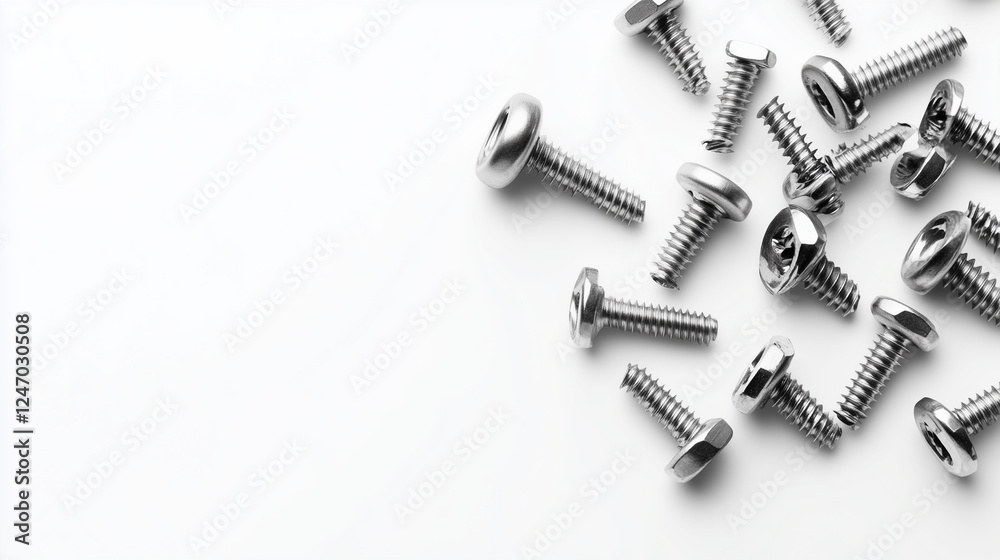Screws fasteners for various applications isolated on white background Screws fasteners for various applications isolated on white background