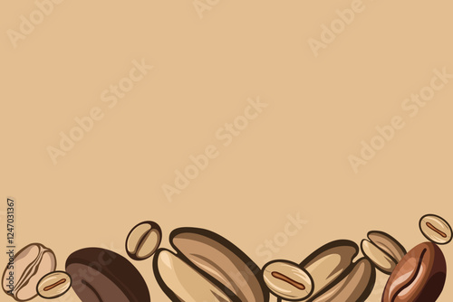 Template for banner or card abstract coffee bean texture light brown color.