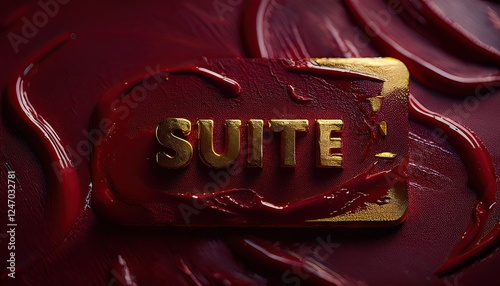 Luxurious Gold and Red Suite Signage on Stylish Background photo