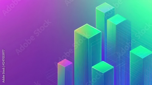 Free Download Abstract isometric illustration of vibrant glowing columns against a gradient background. - GFXLoad