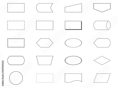 Line Art Flowchart Icons Vector 