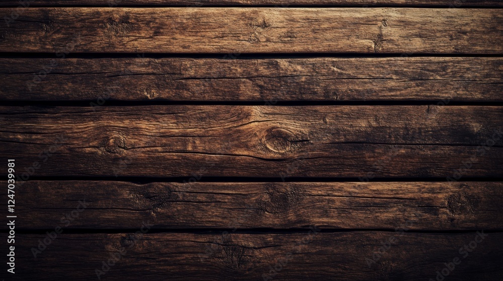 Fototapeta premium Close-up of a dark brown wooden background displaying a detailed wood grain texture.