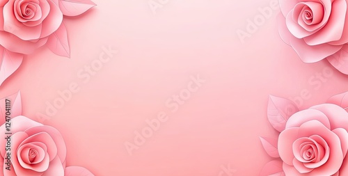 An empty frame adorned with branches of blooming pink roses:Frame filled with pink rose branches in full bloom:A blank frame decorated with blossoming pink rose branches:Empty frame elegantly adorned