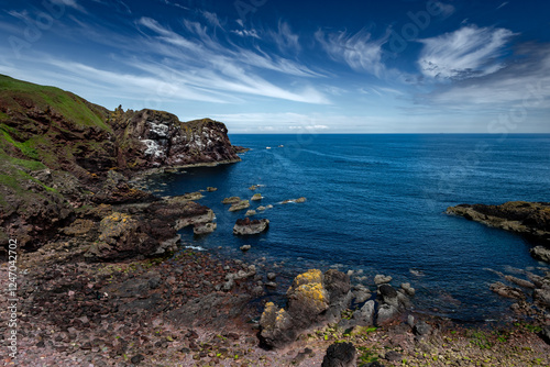 Wild Landscape With Cliffs At The Atantic Coast Of St. Abbs Head In Scotland, UK photo