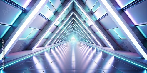 Futuristic Empty White Corridor  Sci-Fi Triangle Tunnel  3D Render  Landscape Photography