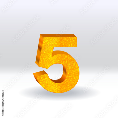Numeral 5 - Golden balloon. number 5 isolated on white background. gold style. 3D style vector illustration