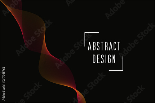 Abstract 3D wavy design on black background, vector illustration. Dark backdrop with smooth waves and copy space for modern wallpaper design.