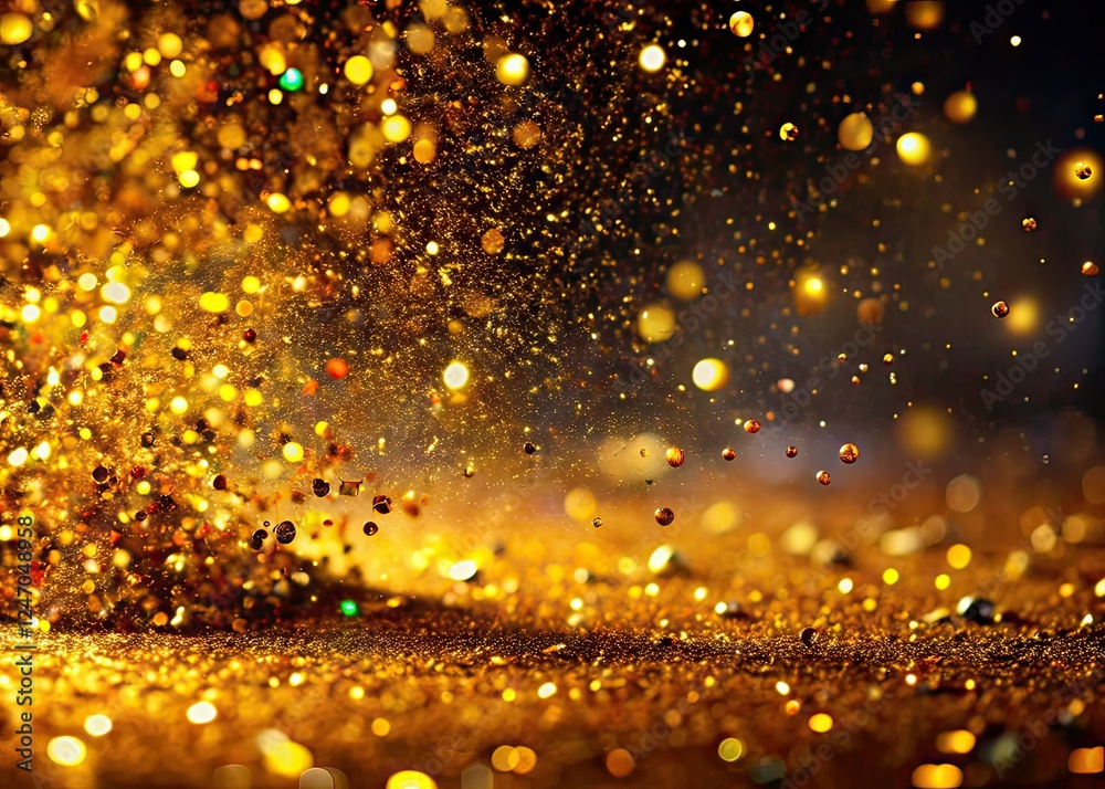 Golden Glitter Confetti Falling - Candid Photography Golden Glitter Confetti Falling - Candid Photography