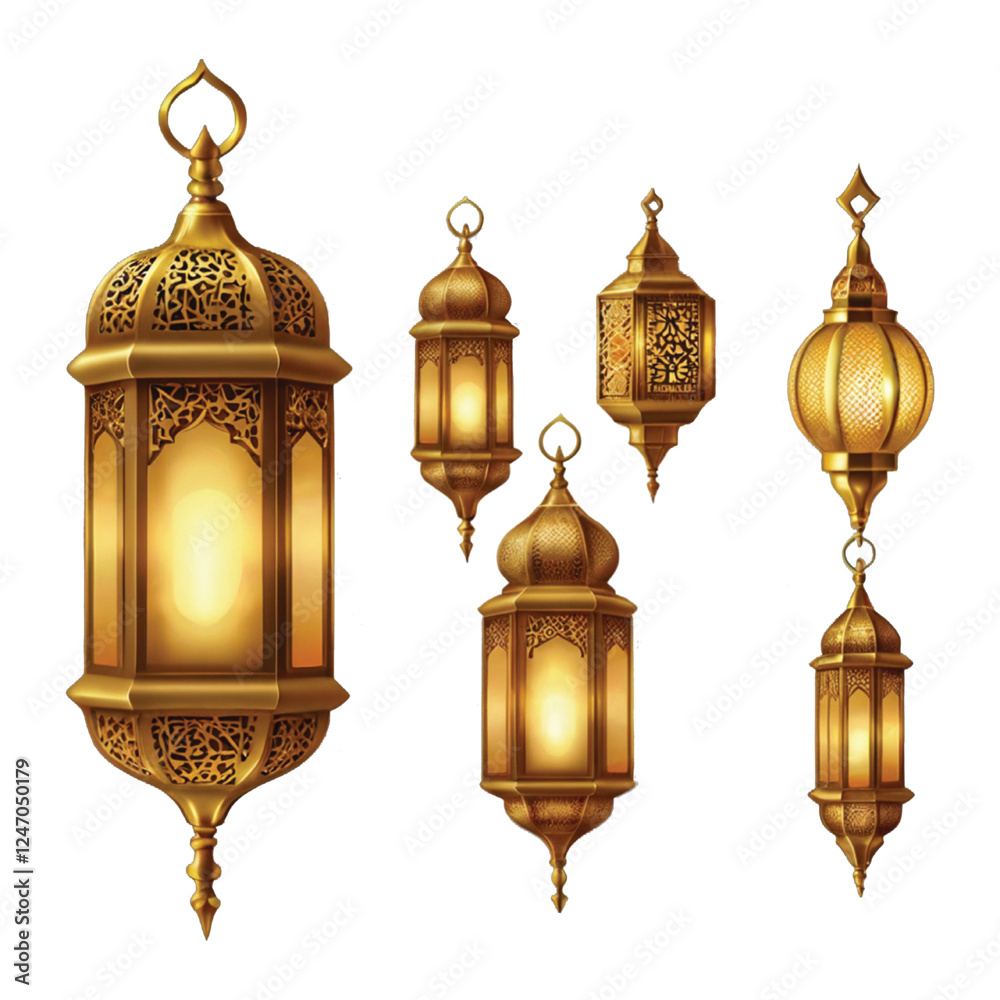 set of antique lamps antique lamp isolated on white ramadan kareem