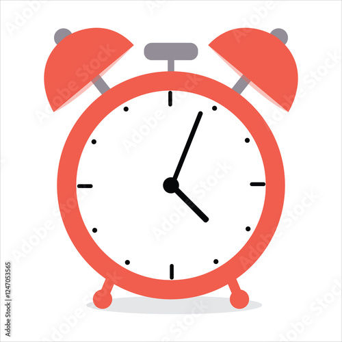 red alarm clock on white