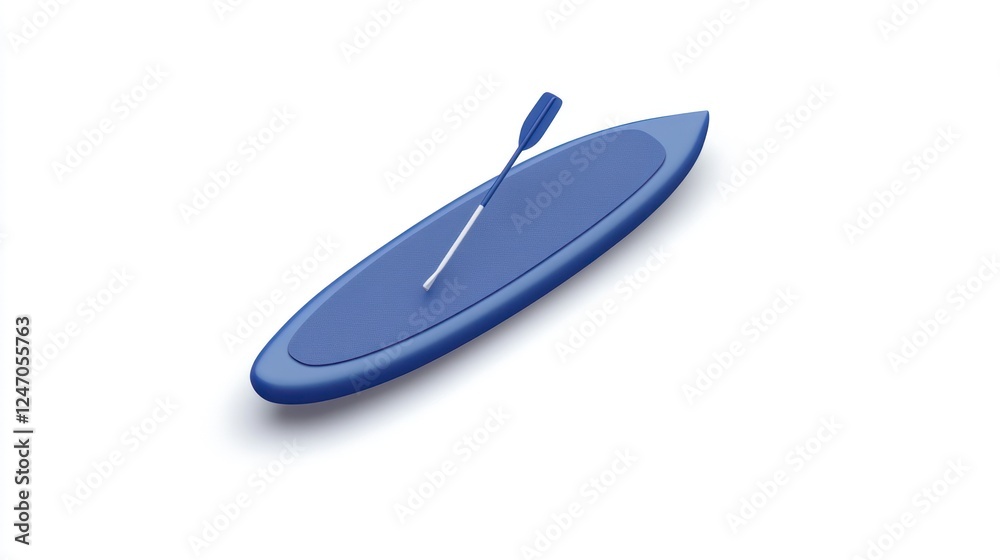 Blue inflatable paddleboard with paddle, isolated on white background. Blue inflatable paddleboard with paddle, isolated on white background.