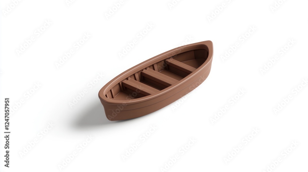 Small brown rowboat isolated on white background. Small brown rowboat isolated on white background.