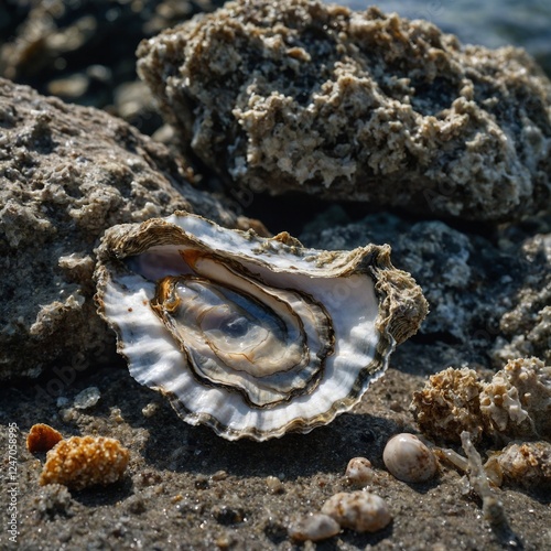 Giant calm in Red Sea, Aqaba, Jordan A Network Pipefish (Corythoichthys flavofasciatus)Giant clam (Tridacna maxima) in the lagoon of Moorea, French Polynesia, in the South Pacific photo