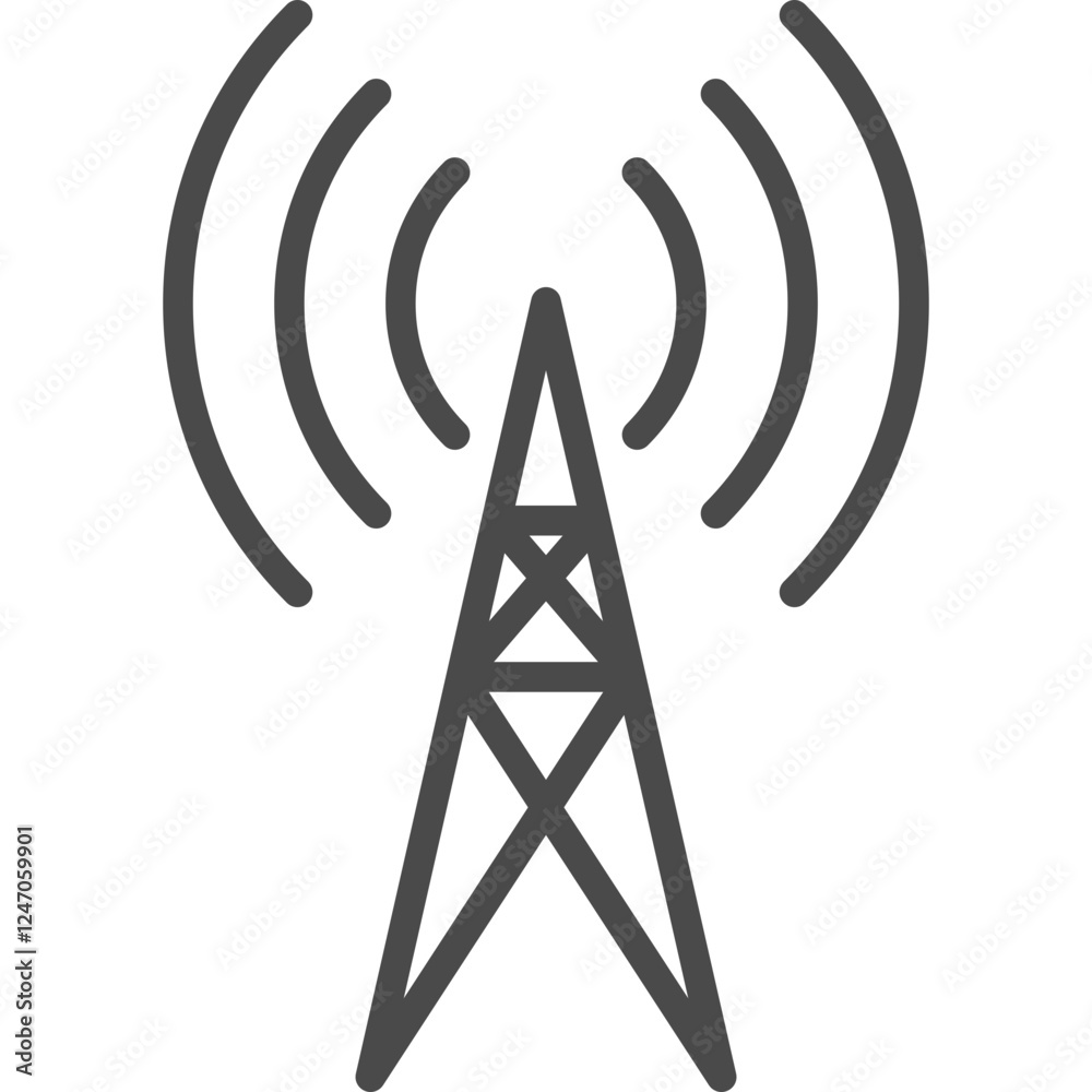 Antenna Tower Line Art Sign. Vector Illustration with Single Outline Icon. Antenna Tower Line Art Sign. Vector Illustration with Single Outline Icon.