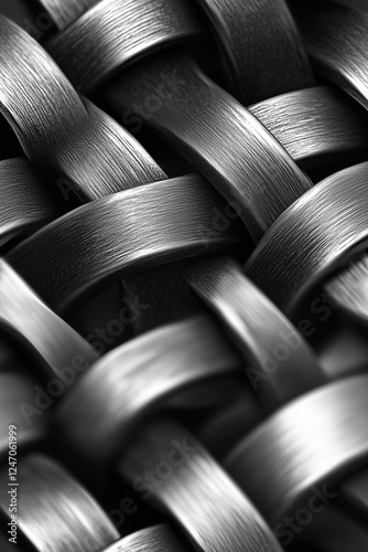 seamless Close-up view of steel mesh with interlocking wires