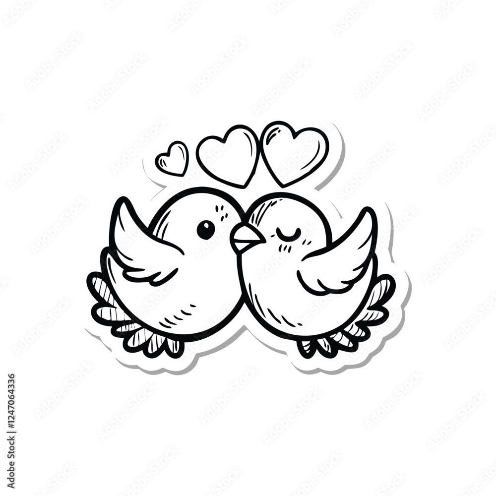 Fototapeta premium two birds on a branch Love Bird Vector 