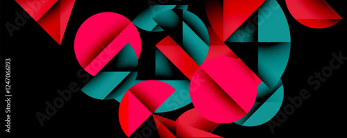 Minimal geometric abstract background. Circle square and triangle design