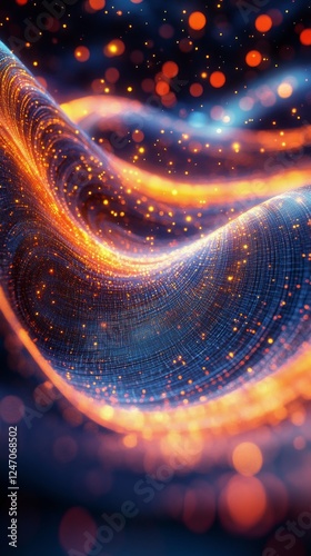 Swirling patterns of light create a vibrant abstract design in a nighttime co...