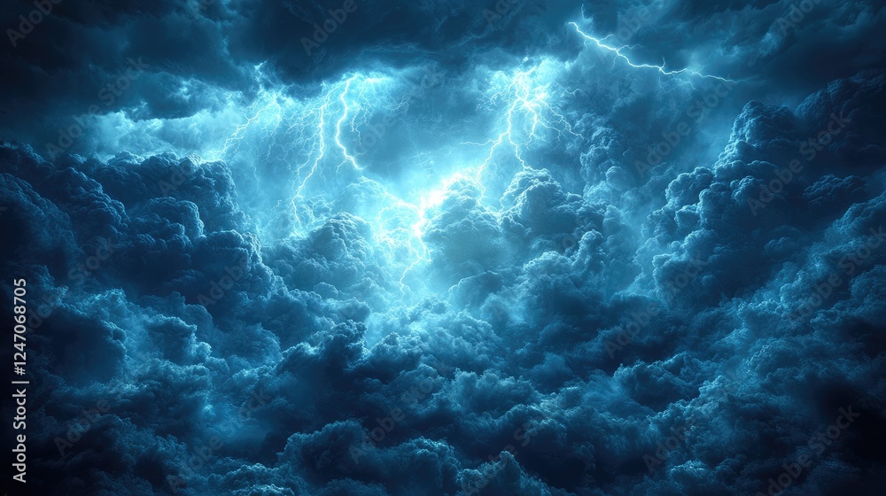 Dark storm clouds illuminated by lightning, creating a dramatic and intense atmosphere. Dark storm clouds illuminated by lightning, creating a dramatic and intense atmosphere.