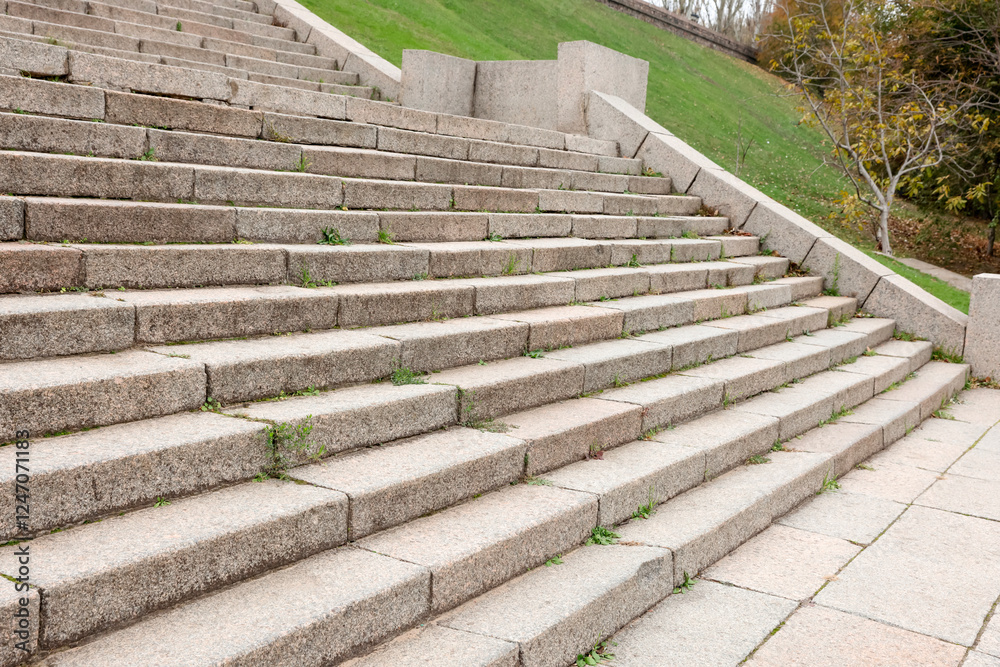 View of empty stone stairs in park View of empty stone stairs in park
