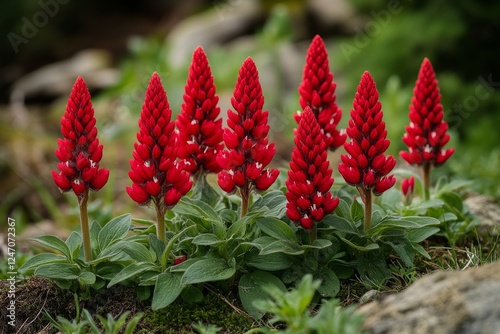 Vibrant pink flowers bloom amidst lush green foliage in a serene outdoor setting