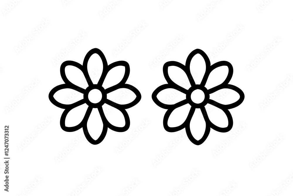 2 same flower icons set. Abstract flower icons isolated on white background. Flower simple icon. Stock vector. 2 same flower icons set. Abstract flower icons isolated on white background. Flower simple icon. Stock vector.