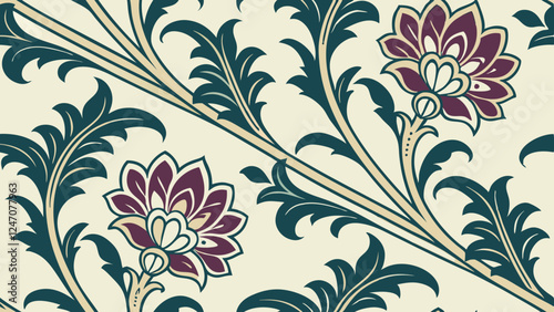 Generative ai. a painting of a floral design on a white background. The design is intricate and detailed, with a variety of colors and shapes that create a beautiful and eye-catching pattern