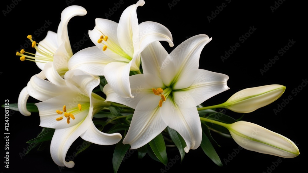 Easter Lily Bouquet on White Background: A Beautiful Symbol of Purity and Spring Blooms Easter Lily Bouquet on White Background: A Beautiful Symbol of Purity and Spring Blooms