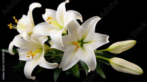 Easter Lily Bouquet on White Background: A Beautiful Symbol of Purity and Spring Blooms