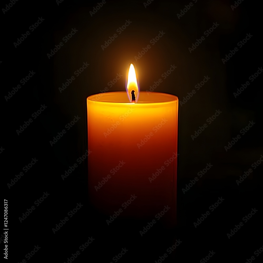 Glowing Candle Flame Casting Warm Light in Cozy Dimly Lit Environment Glowing Candle Flame Casting Warm Light in Cozy Dimly Lit Environment