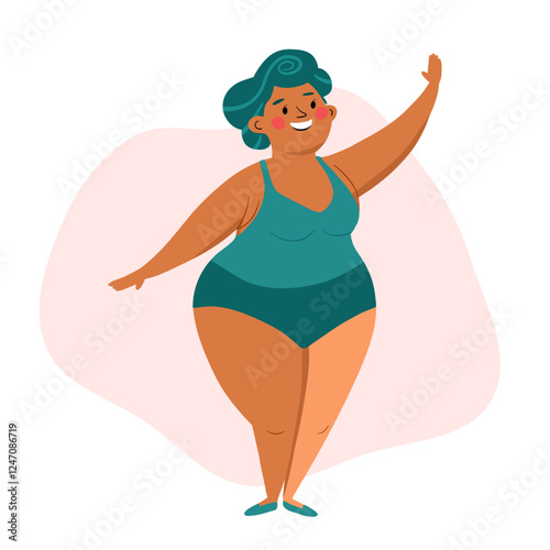 Beautiful woman bikini posing. Body positive and love your body