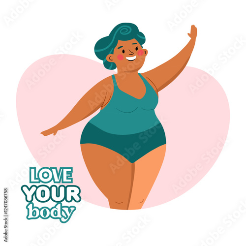 Beautiful woman bikini posing. Body positive and love your body