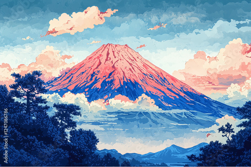 葛飾北斎02/46「富嶽三十六景 凱風快晴」リデザイン	
